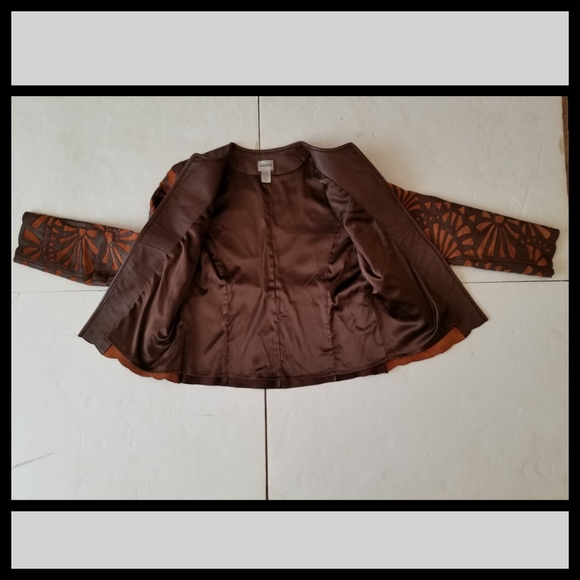Chico's Brown Suede Leather Blazer S - Picture 8 of 10